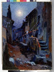 Auriol, beco com luar Pintura de Louis Mathieu Verdilhan (1875-1928) Dim. 81x59 cm Menção obrigatória: Colecção fundação cumprimentos da Provença, Marselha
