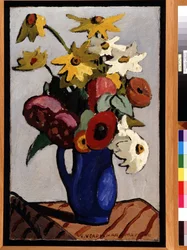 Bouquet de flores em vaso azul Pintura de Louis Mathieu Verdilhan (1875-1928) Dim. 71,5x45,5 cm Menção obrigatória: Fondação de colecções em de Provence, Marselha