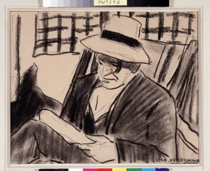 Auto-retrato com desenho do chapéu por Louis Mathieu Verdilhan (1875-1928) Dim. 23x29 cm Menção obrigatória: Fondação de colecção com respeito a de Provence, Marselha