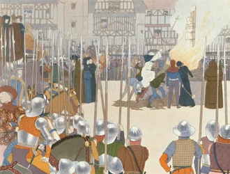 Joana d&39;Arc na estaca, ilustração de &39;Jeanne d&39;Arc&39;, c.1910