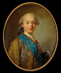 Retrato de Luís XVIII, Rei de França e depois Conde de Provença (1755-1824). Pintura de Louis Michel Van Loo (1707 - 1771)