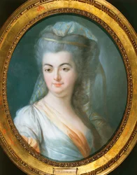 Retrato de mulher velada por Louis Michel van Loo (1707-1771), pastel sobre pergaminho