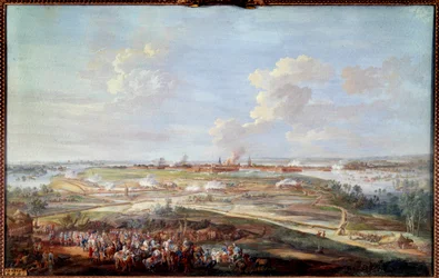 Vista do cerco de Menin por Louis XV de 28 de Maio a 4 de Junho 1744 Pintura de uma guache por Louis Nicolas Van Blarenberghe (1716-1794) 1780 Sol. 0,59 x 0,94 m
