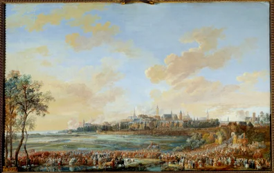 Guerra da Sucessão Austríaca (1741-1748): "Entrement of King Louis XV to Mons 30/05/1747" Gouache de Louis Nicolas Van Blarenberghe (1716-1794) 1783 Sun. 0,59x0,94 m - Guerra da Sucessão Austríaca (1741-1748): Entrada do Rei Luís XV em Mons, 30 de Maio