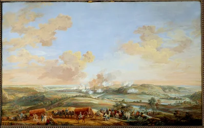 Guerra da Sucessão da Áustria (1741-1748): "Cerco dos castelos de Namur pelo Conde de Clermont de 24 a 30 de Setembro de 1746" Gouache por Louis Nicolas Van Blarenberghe (1716-1794) 1782 Sol. 0,59x0,94 m Versailles, museu do castelo