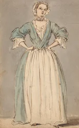 Uma jovem mulher com um vestido azul