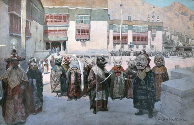 Festival da Primavera no Mosteiro dos Himis, Tibete (litho)