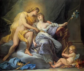Apollo Stroking Leucothoe Painting by Antoine Boizot (1702-1782) 1737 Dim. 1,67 x 2 m. Passeios, Museu de Belas Artes