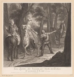Dom Quixote manda Sancho pedir permissão à Duquesa para vê-la Don Quichotte fait demander par Sancho ala Duchesse ca permission de la voir (título no objeto) História de Dom Quixote de La Mancha (título da série)