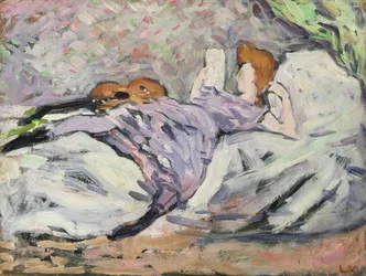 Leitura de mulheres em linha (óleo sobre tela)