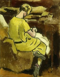 Mulher na costura Amarela; Femme en Jaune Cousant