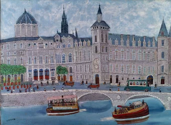 Vista do Palácio da Justiça em Paris Pintura de Louis Vivin (1861-1936) Paris do século XX, museu municipal de arte moderna