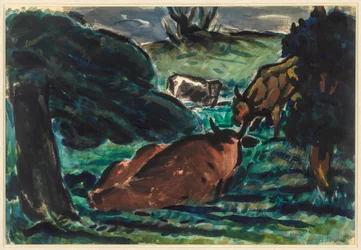 Cows Reclining, c1920s.