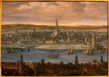 Vista de Sevilha - Pintura atribuída a Louis de Caulery (1580-1621), óleo sobre tela, início do século XVII - Museu de Belas Artes de Sevilha, Espanha