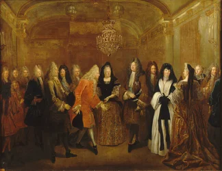 Luís XIV recebe o príncipe Augusto, futuro rei da Polônia e eleitor da Saxônia, ca 1714.