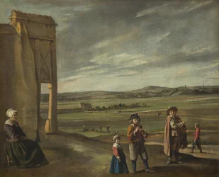Paisagem com camponeses, c. 1640.