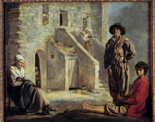 Camponeses em frente à sua casa. Pintura de Louis Le Nain (1593-1648)