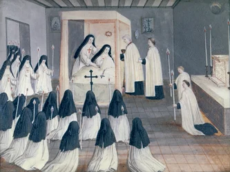 Administração da Sagrada Comunhão a uma Freira, de &39;L&39;Abbaye de Port-Royal&39;, c.1710
