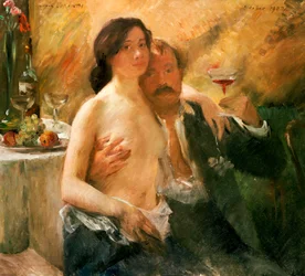 Autorretrato com mulher nua e copo