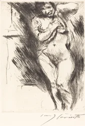 Nu com camisa levantada, mulher a despir-se, 1921