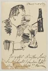 Lovis Corinth para Carl Strathmann: cartão postal, carimbado em 20 de abril de 1903
