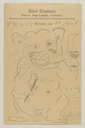 Lovis Corinth a Carl Strathmann: cartão postal, carimbo postal 20 de Abril de 1905