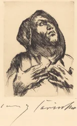 Monge com o Olho Elevado Monge a Olhar para cima, 1916.