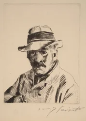 Autorretrato com chapéu de palha, em busto