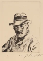 Auto-retrato em chapéu de palha, Bust Length, 1913.