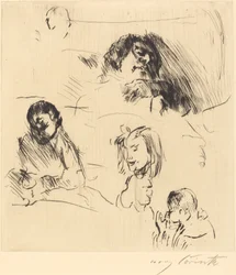 Vários esboços de retratos