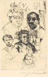 Assorted Heads and Self-Portrait, 1915.