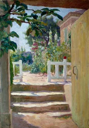 A escadaria em Provença Pintura de Joseph Loys Prat (1879-1934), século XX.
