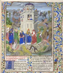 Fortaleza da Fé Miniatura dos Santos Gregório, Agostinho, Jerônimo e Ambrósio lutando contra demônios, final do século XV.