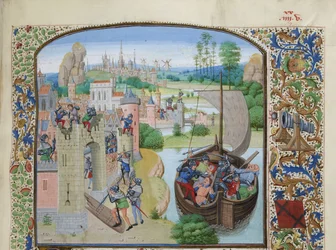 Massacre de comerciantes de Ghent em Audenarde 1380, ca 1470-1475.