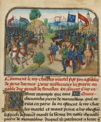 Os exércitos da França e da Borgonha com Martel em Oração