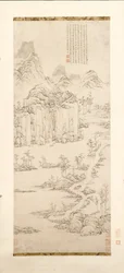 Retiro taoísta na paisagem de montanha e riacho depois de Ni Zan [1301-1374], 1567.