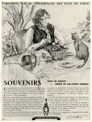 Colette em frente ao seu gato, exaltando as virtudes de Perrier