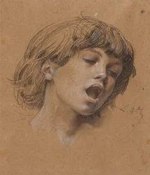 Chefe de um estudo de canto de menino para música, c. 1898
