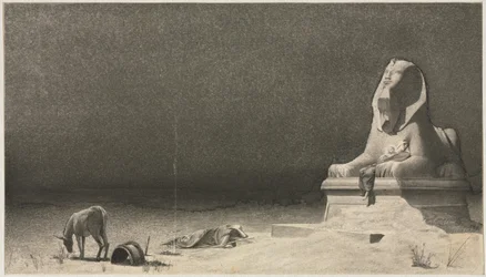 O resto da fuga para o Egito, esboço de uma esfinge [] verso, c. 1879-80.