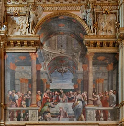 Génova, Duomo (Catedral de São Lourenço), interior, Capela Lercari ou Capela do Santíssimo Sacramento (abside norte), lado norte: "A Apresentação no Templo", afresco de Luca Cambiaso