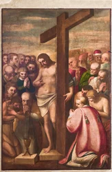 Génova, Duomo (Catedral de São Lourenço), sacristia, capela: "Cristo Eucarístico adorado pelos Santos", de Luca Cambiaso, cerca de 1580