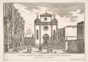Ilustração 38: Vista da fachada da igreja de St. Roch e à esquerda da fachada do Schoo ..., 1703.