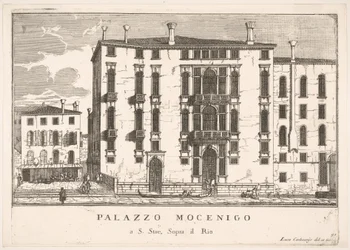 Ilustração 91: Vista do Palácio Mocenigo em Campo San Stae, Veneza, 1703, de Os edifícios ..., 1703.