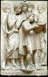 La cantoria ou crianças cantando em coro - Relevo em mármore (Altura 348 cm), de Luca della Robbia (c.1400-1482)