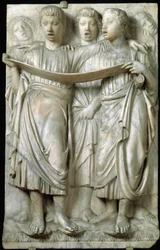 La cantoria ou crianças cantando em coro - Relevo em mármore, de Luca della Robbia (c.1400-1482), Quattrocento