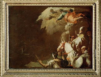 O Papa Leão Magno enfrenta Átila, o Huno Bozzetto (pintura sobre tela)