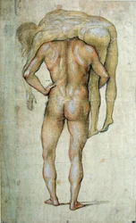 Um Homem Usando um Desenho de Corpo de Luca Signorelli (1441-1523) Paris do século XV, Museu do Louvre