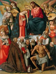 Coroação da Virgem com anjos e santos, 1523.