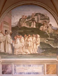 Histórias de São Bento, de Luca Signorelli (ca. 1445-1523), afresco. Claustro de S. Bento, Abadia de Monte Oliveto Maggiore.