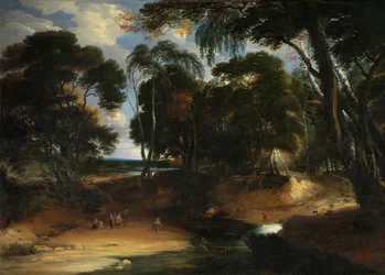 Paisagem com floresta (óleo sobre tela)